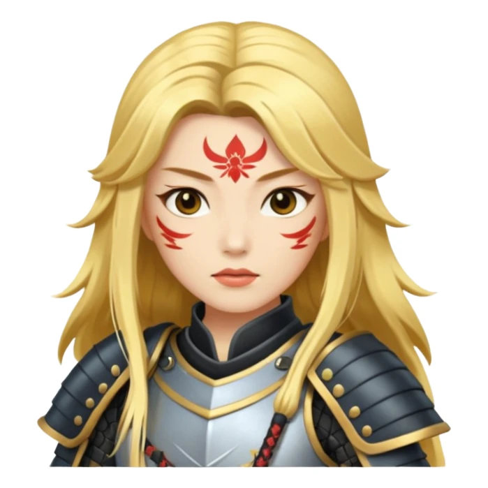 Lady samurai with long golden hair and white skin sticker