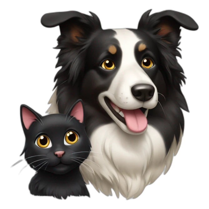 happy collie dog and a black cat sticker