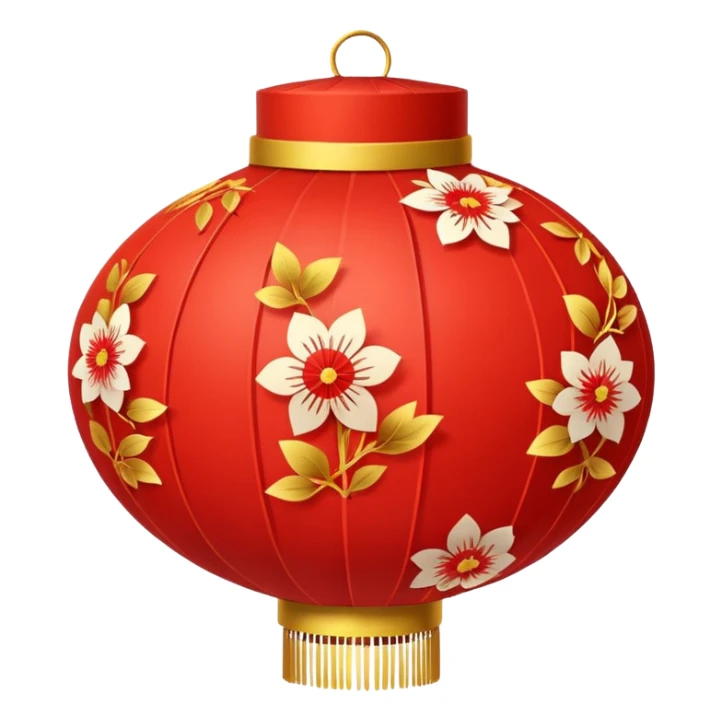 cute chinese red lantern with floral decoratons sticker