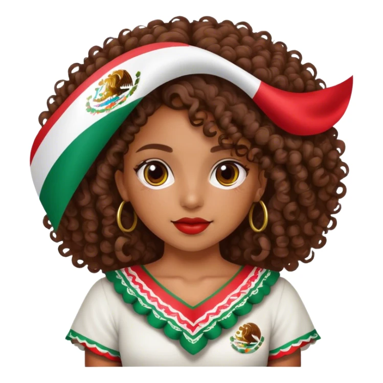 Chica morena con rizos y con una bandera de México  sticker