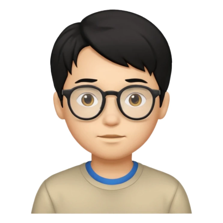 Boy emoji with middle part black hair and glasses sticker