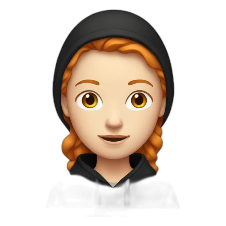 ginger woman with black hoodie up sticker
