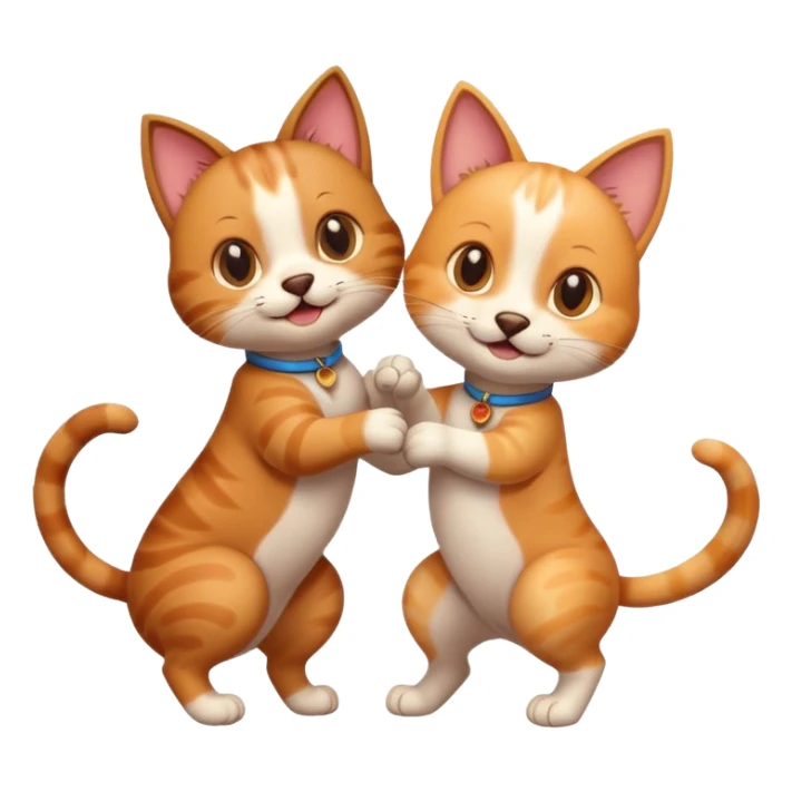 a cat and a dog holding paws and spinning, cheerful and lively sticker