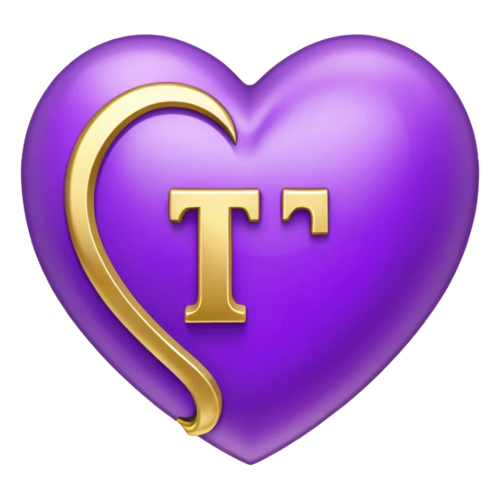 The golden Letter “t” gilded inside a Purple Heart sticker
