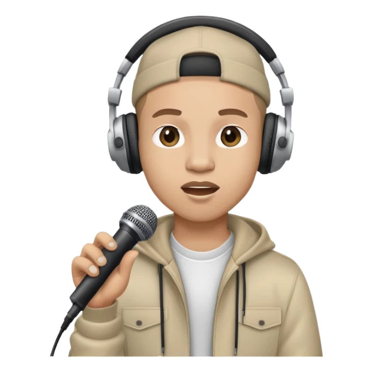 rapper singing with a microphone on a stand and wearing headphones sticker