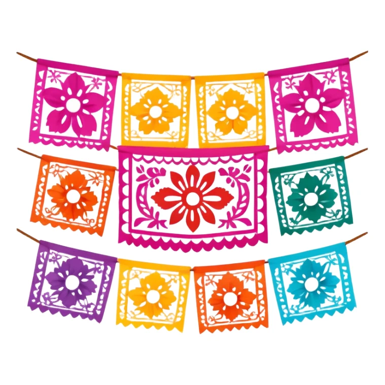 colorful papel picado Mexican banner decoration sticker