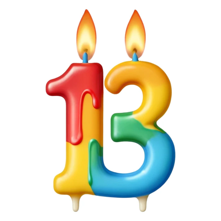 Birthday candles with the shape of the number 15 sticker
