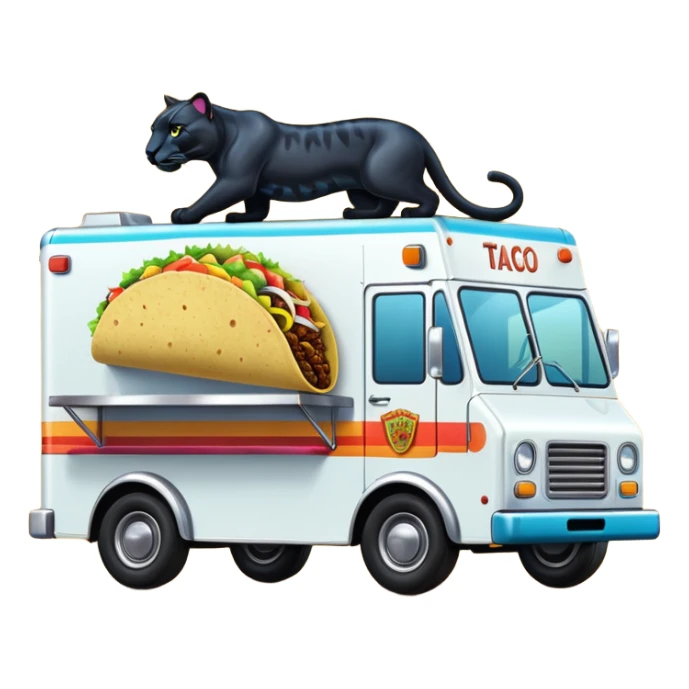 A taco truck that has a panther on it
 sticker