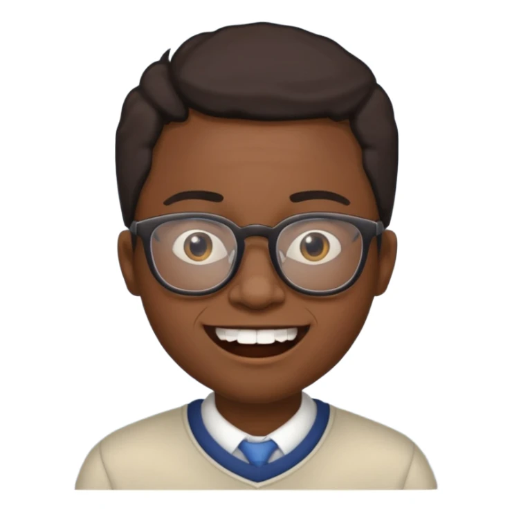 crooked teeth black emoji with glasses on  sticker