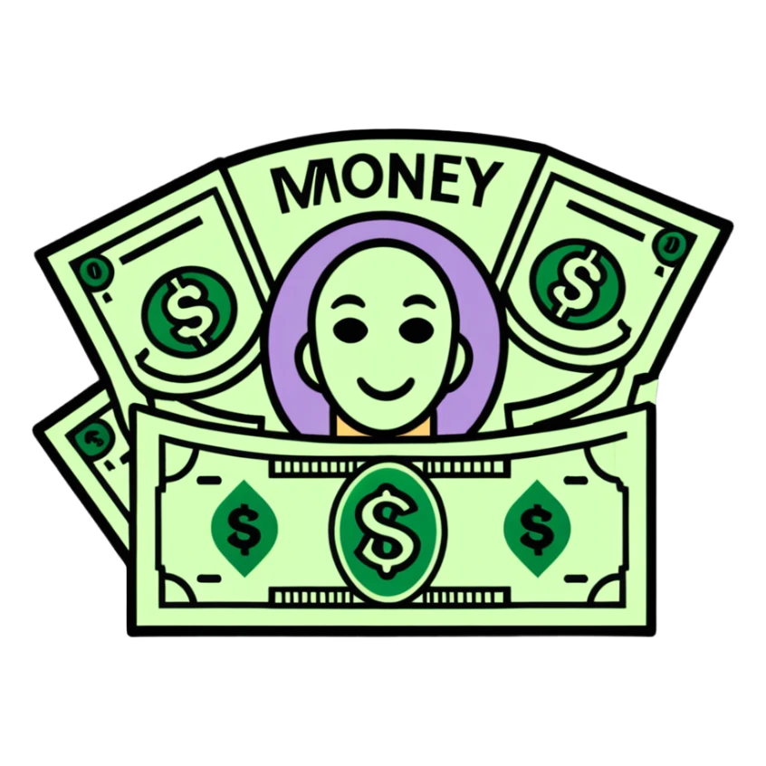 Money with heart symbols sticker