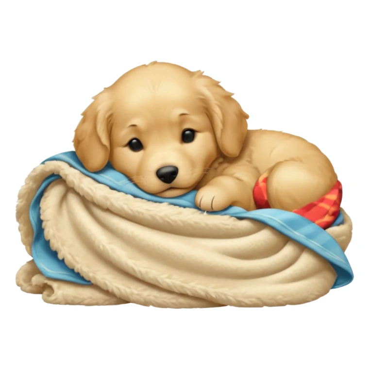 golden retriever puppy sleeping with a blanket sticker