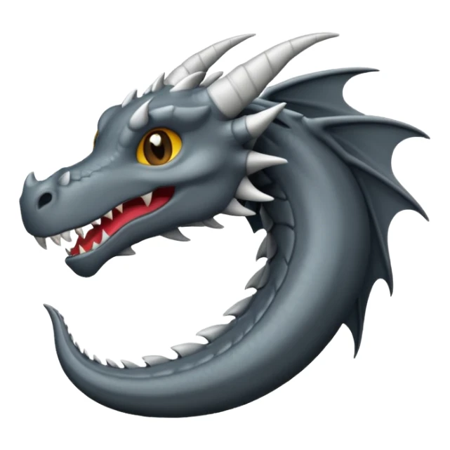 iOS style emoji, minimal dragon fang, dark fantasy object sticker