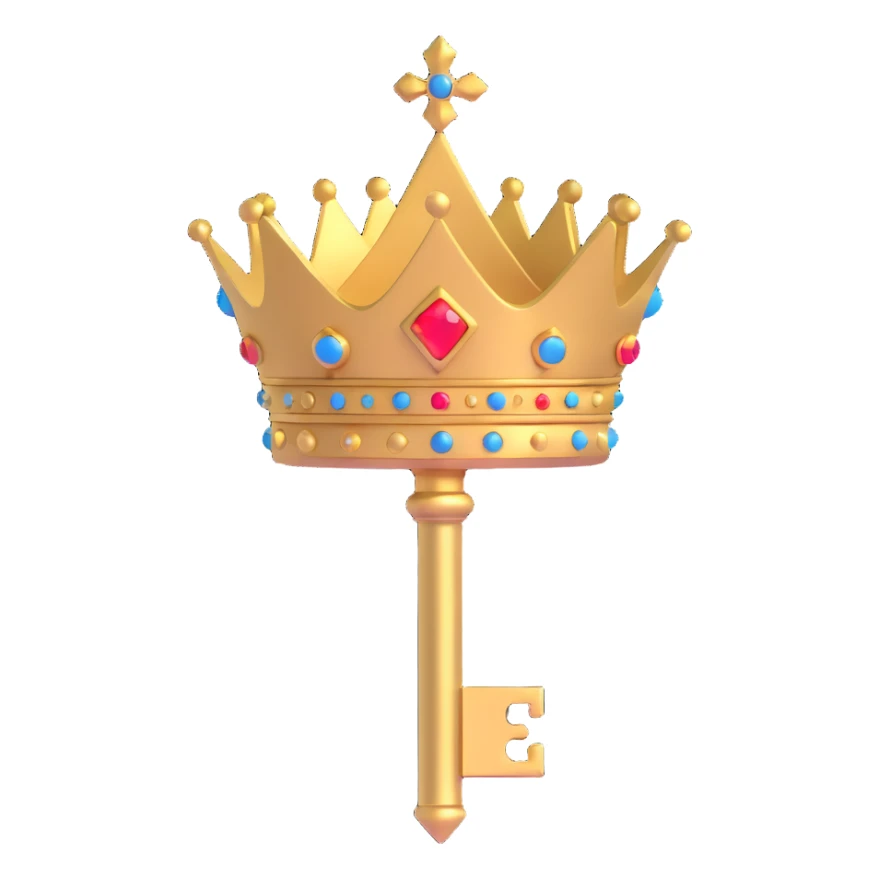 abstract crown-key hybrid with gold accents, modern and premium sticker