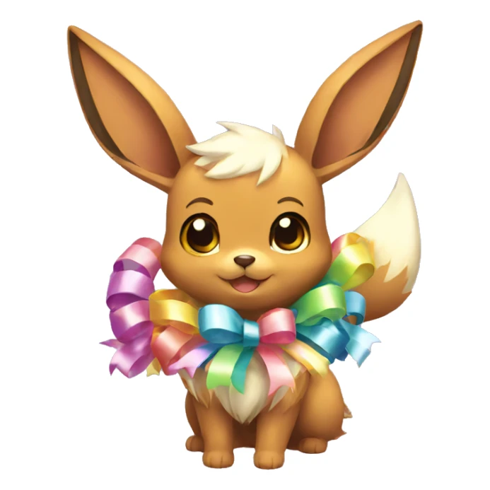 Shiny colorful Eevee with ribbons sticker