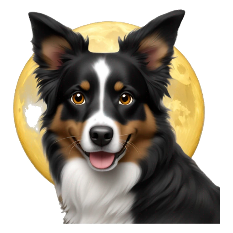 Gold Moon Small black australian shepherd dog sticker