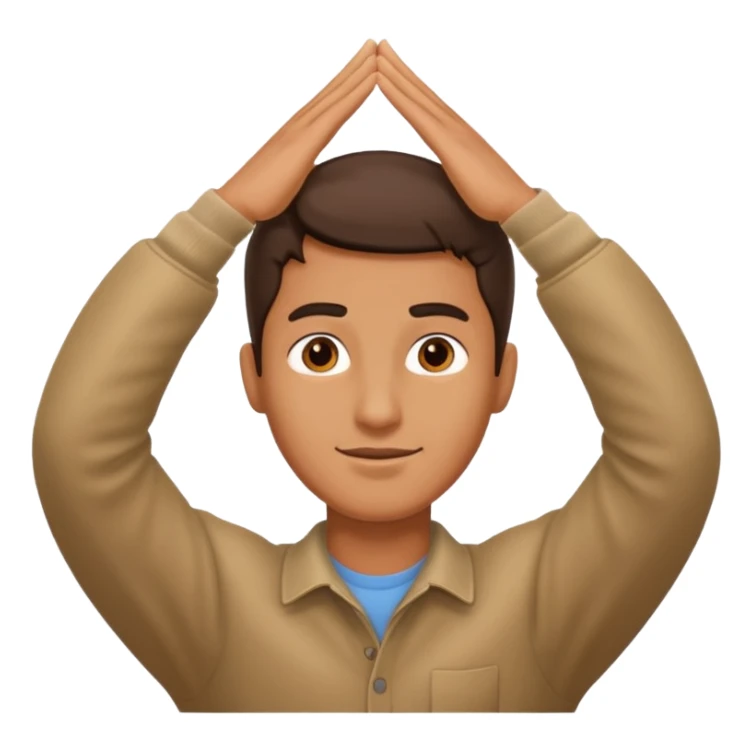 Man with one of his hands above his head sticker