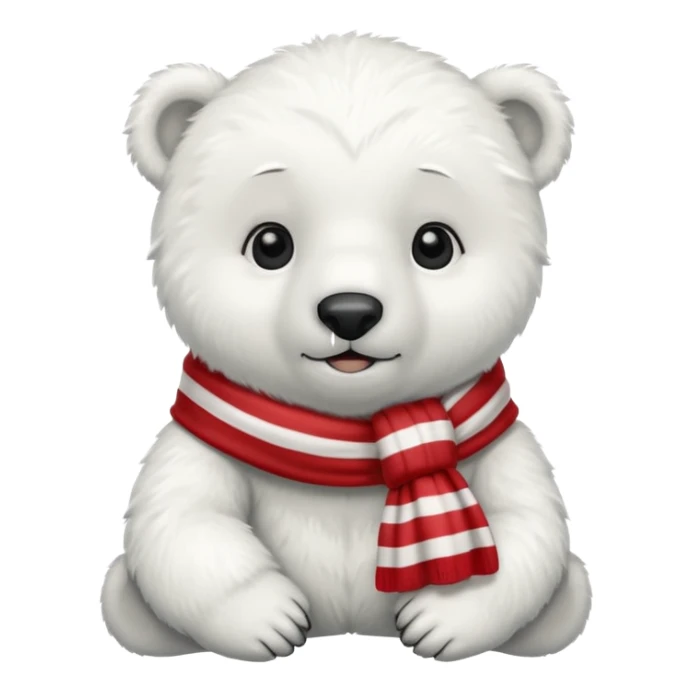 baby polar bear with red stripes scarf  sticker