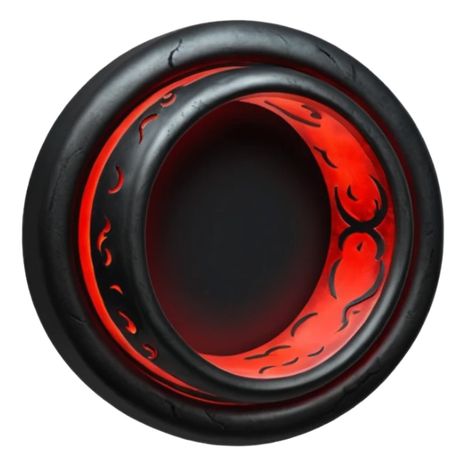 iOS sticker, dark fantasy ring, black metal, red inner glow, minimal sticker