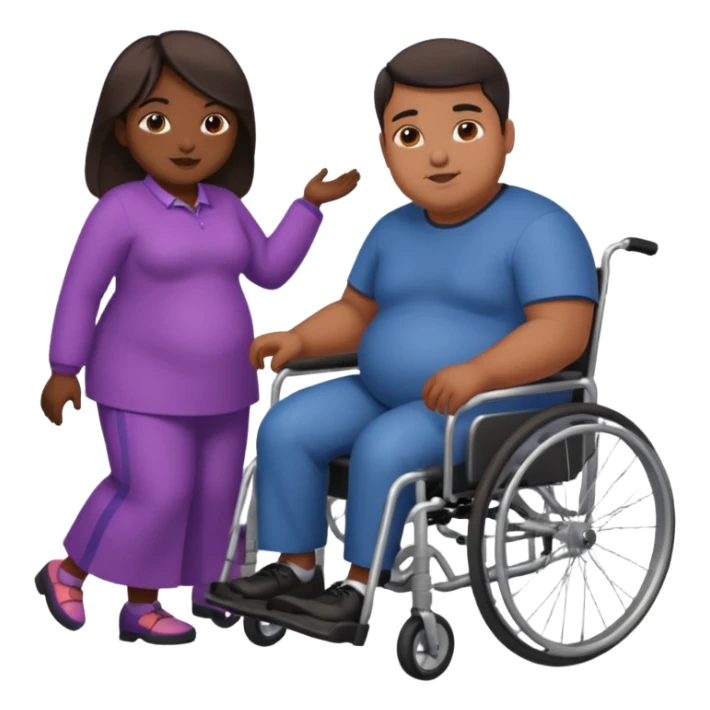 indian guy pushing fat girl in wheelchair  sticker