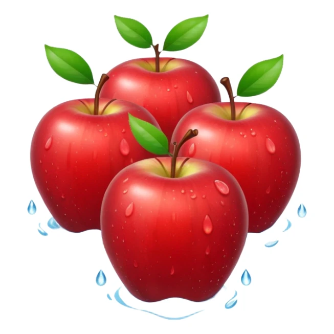 3 bi red apples with water drops on them sticker
