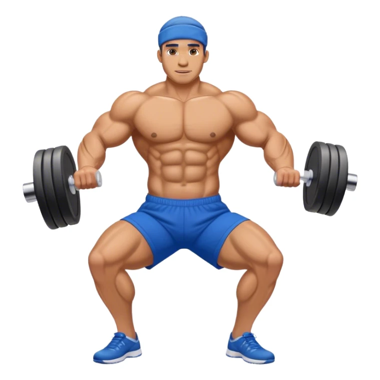 buff guy blue shorts foam-rolling lats muscle sticker