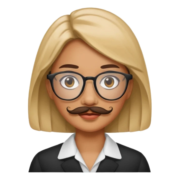 woman with glasses and mustache sticker