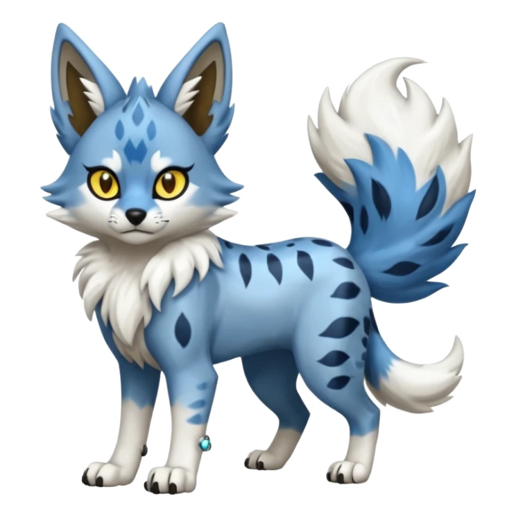 Blue serval-Lycanroc-wolf-fusion-hybrid, full body sticker