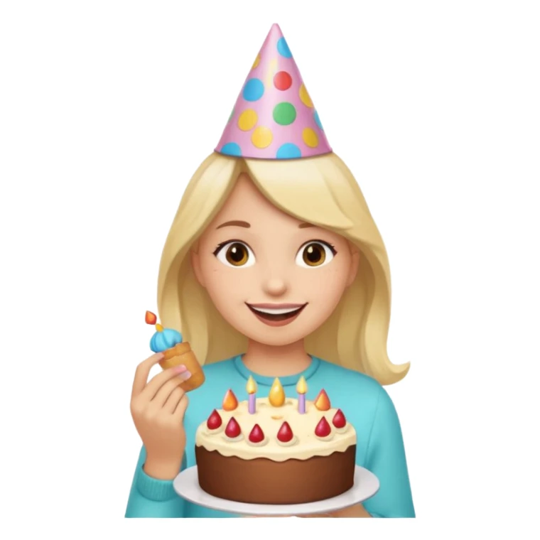 A girl in a cake happy birthday sticker