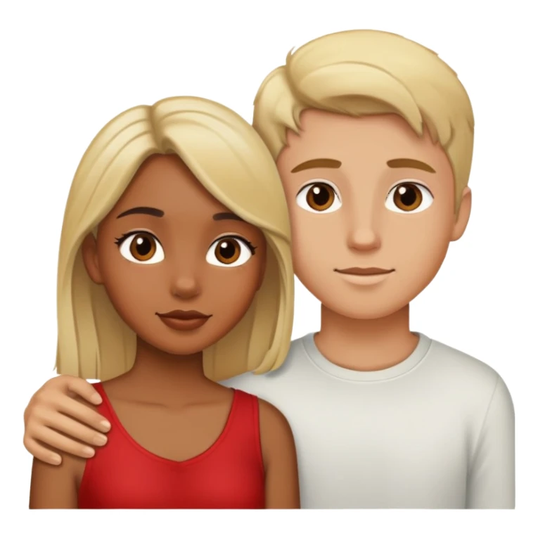 Pretty brown girl with blonde boy in love sticker
