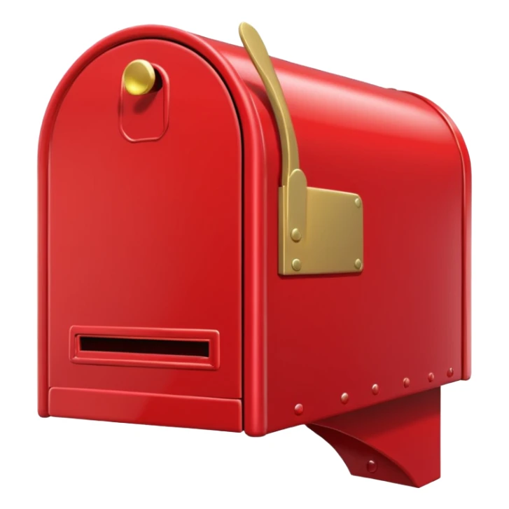 red mailbox, glossy finish, bright saturated red, smooth curves, minimal details, clean and shiny

 sticker