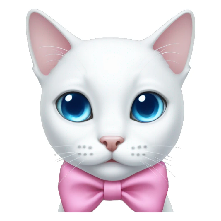 white cat with a pink bow and blue eyes sticker