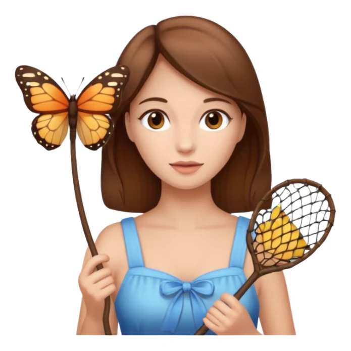 woman holding butterfly net sticker