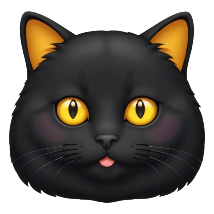 Un gato negro gordito con los ojos de color amarillos sticker
