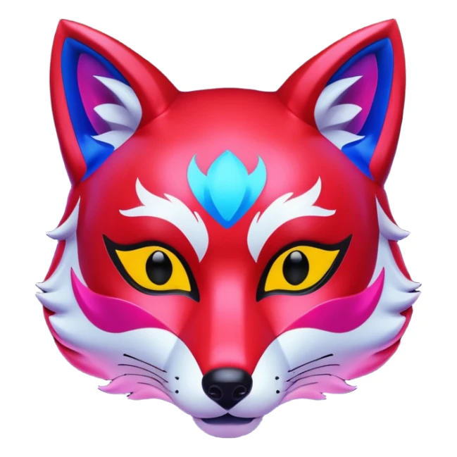Luminous and neon mask with red, blue and pink fox glow. sticker