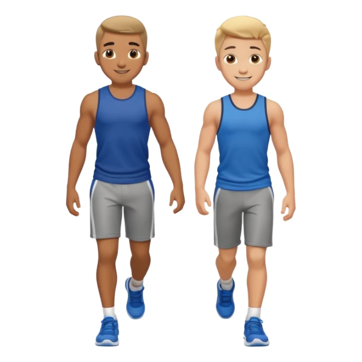 two boys walking, wearing gym clothes, full body sticker
