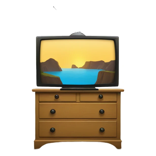 Flatscreen TV on a wooden dresser sticker