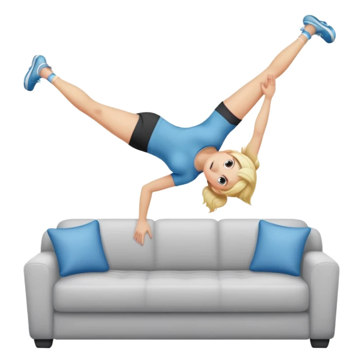 Cute blond in athletic clothes lifting a couch above her head sticker