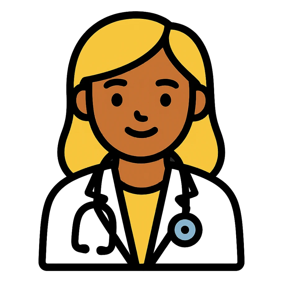 Latina doctor with light blonde hair, professional and friendly sticker