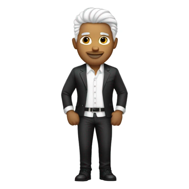 um homem  branco com cabelo grisalho em pe com terno preto sticker