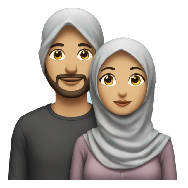 Woman wear hijab with her husband  sticker