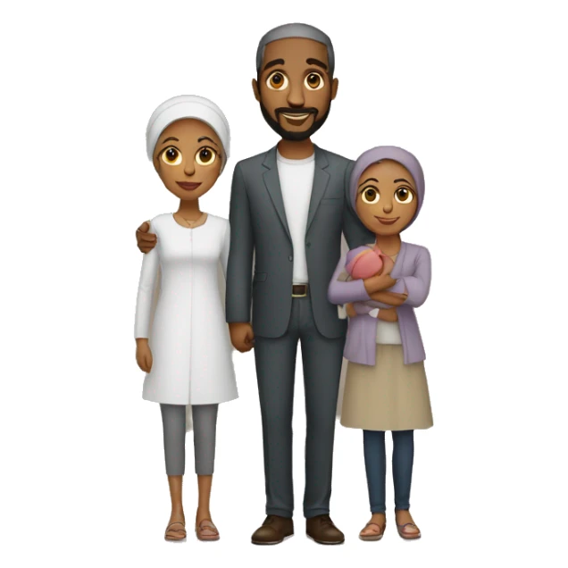 black muslim family father mother three kids sticker