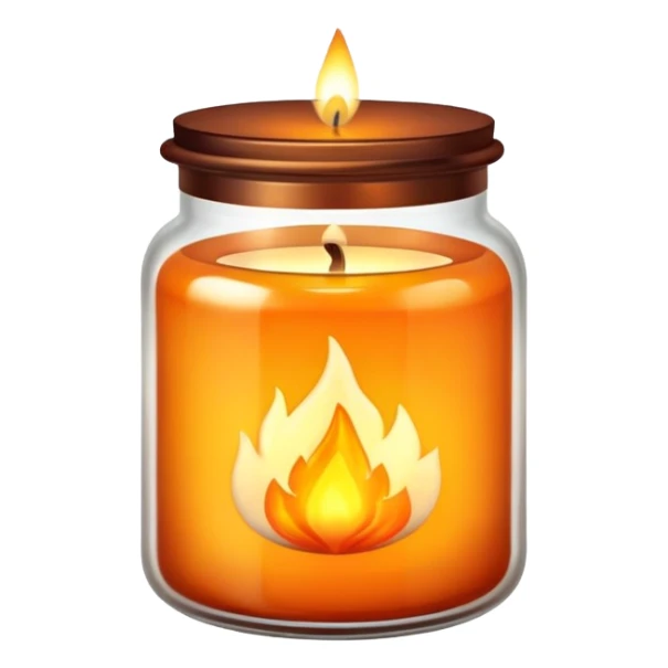 aesthetic scented candle with flame in a decorative glass jar sticker