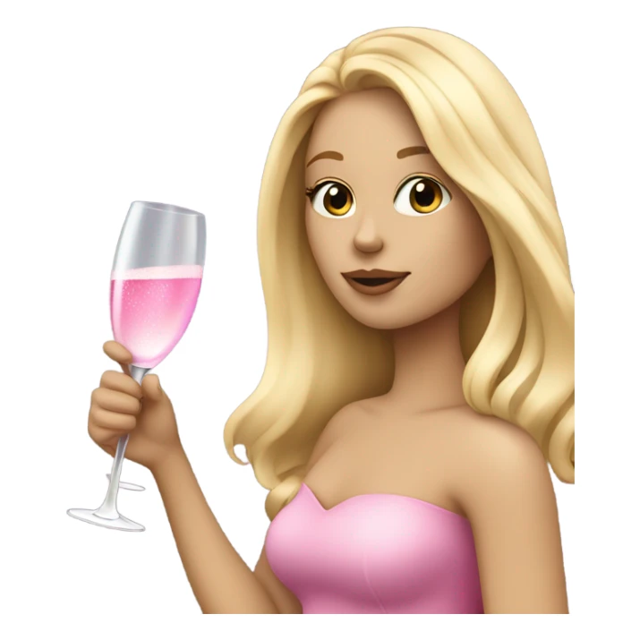 Pretty blonde lady with long hair drinking pink champagne sticker