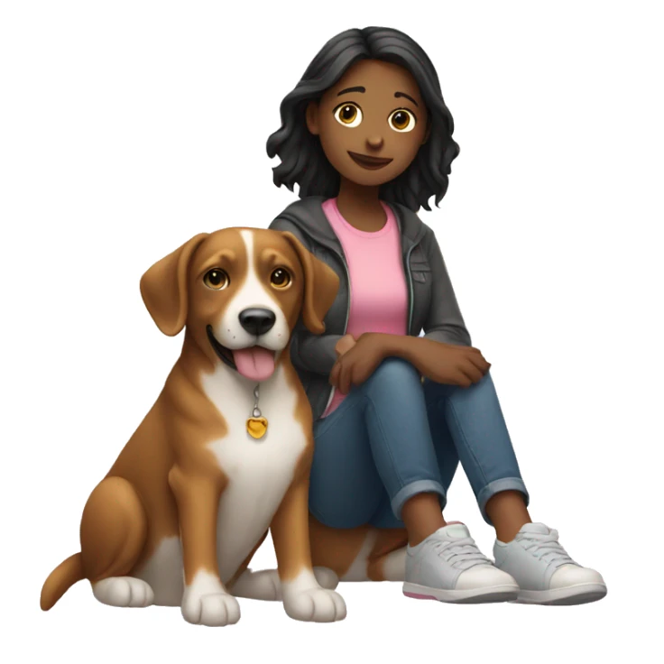 Girl sitting with dog sticker