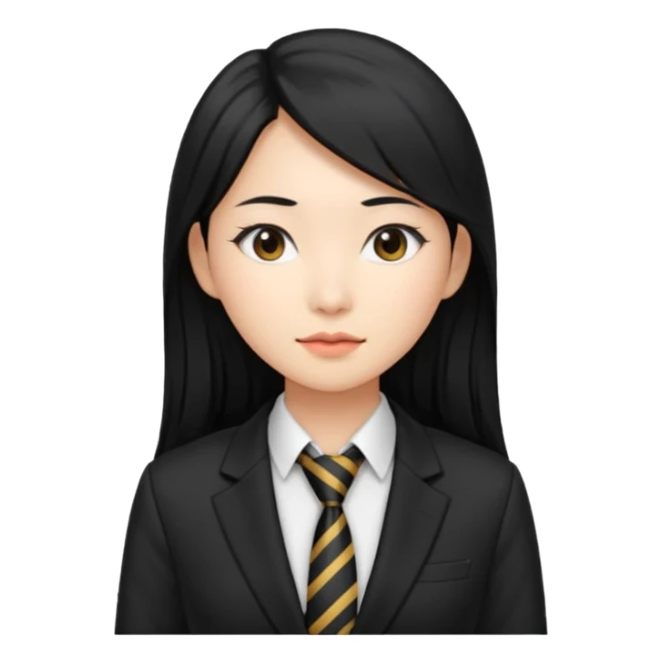 long black haired asian woman with tie and blazer sticker