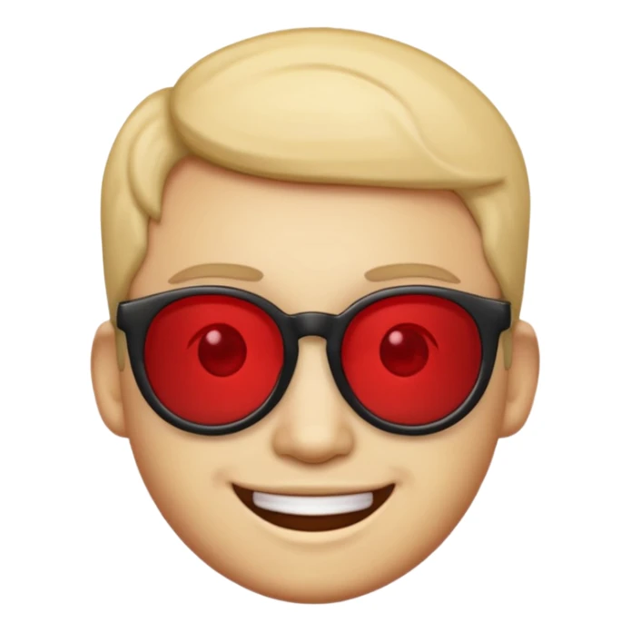 A simple smiling emoji with red lens glasses and black frames sticker