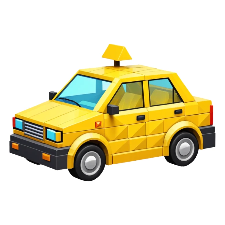 3D render of Low-Poly Car, digital glitch art aesthetic, data corruption visual, blocky vehicle made of bright yellow triangles, pixelated distortion, emoji style, isolated on white background --v 6.0. sticker