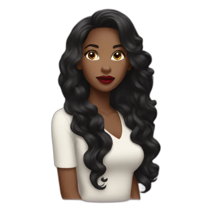 Beautiful Black women long hair lipstick sticker