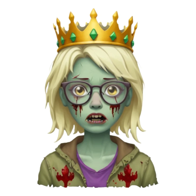 crowned woman zombie with glasses sticker
