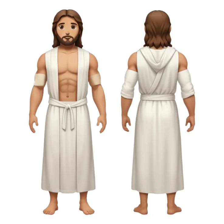 fullbody jesus christ jacked, sleeveless white robe front and backview sticker